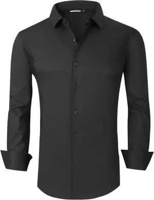 Alex Vando Mens Dress Shirt Wrinkle Free Regular Fit 4-Way Stretch Button Down Shirts