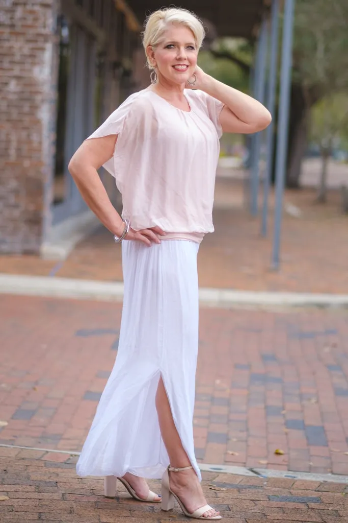 Aurora Flutter Fly Sleeve Silk Top w/ Band Bottom (BSS202)
