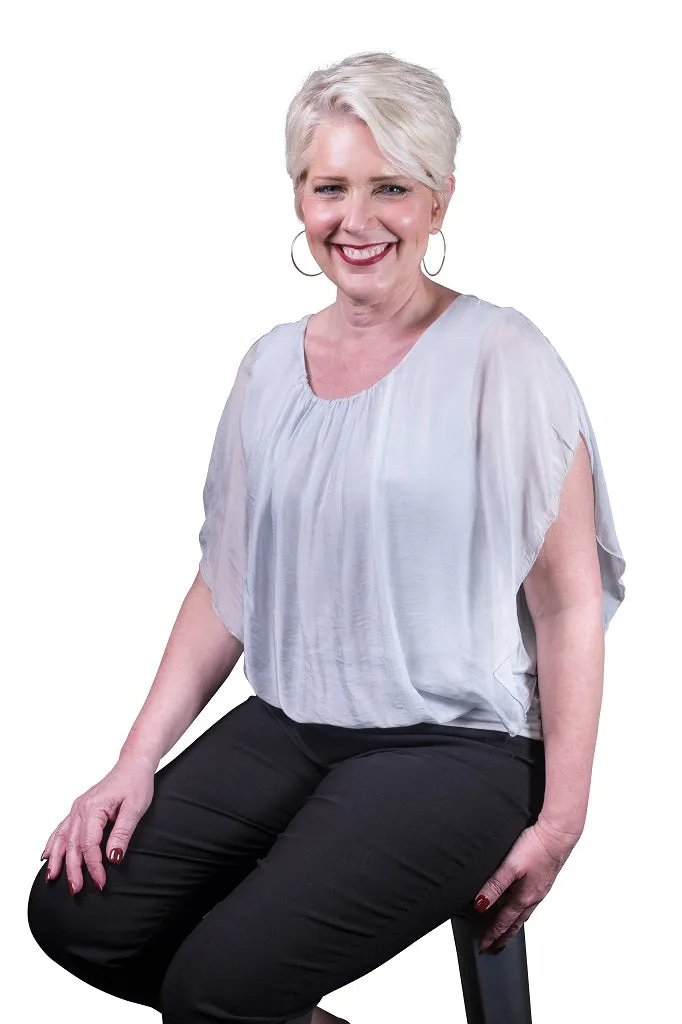 Aurora Flutter Fly Sleeve Silk Top w/ Band Bottom (BSS202)
