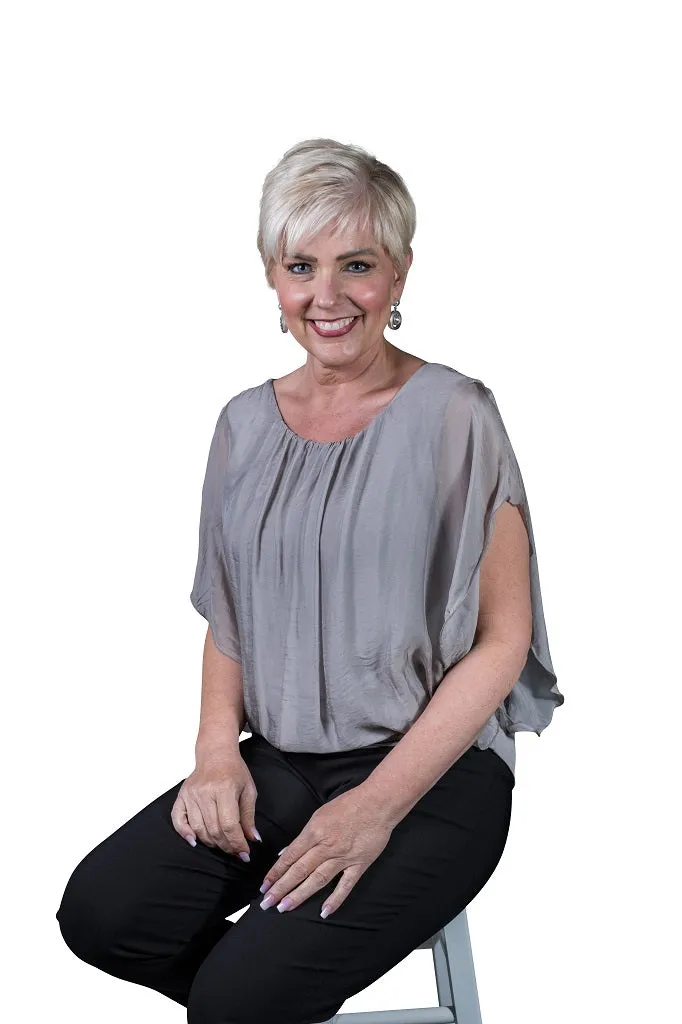 Aurora Flutter Fly Sleeve Silk Top w/ Band Bottom (BSS202)