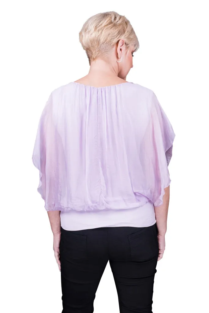 Aurora Flutter Fly Sleeve Silk Top w/ Band Bottom (BSS202)