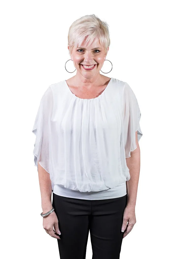 Aurora Flutter Fly Sleeve Silk Top w/ Band Bottom (BSS202)