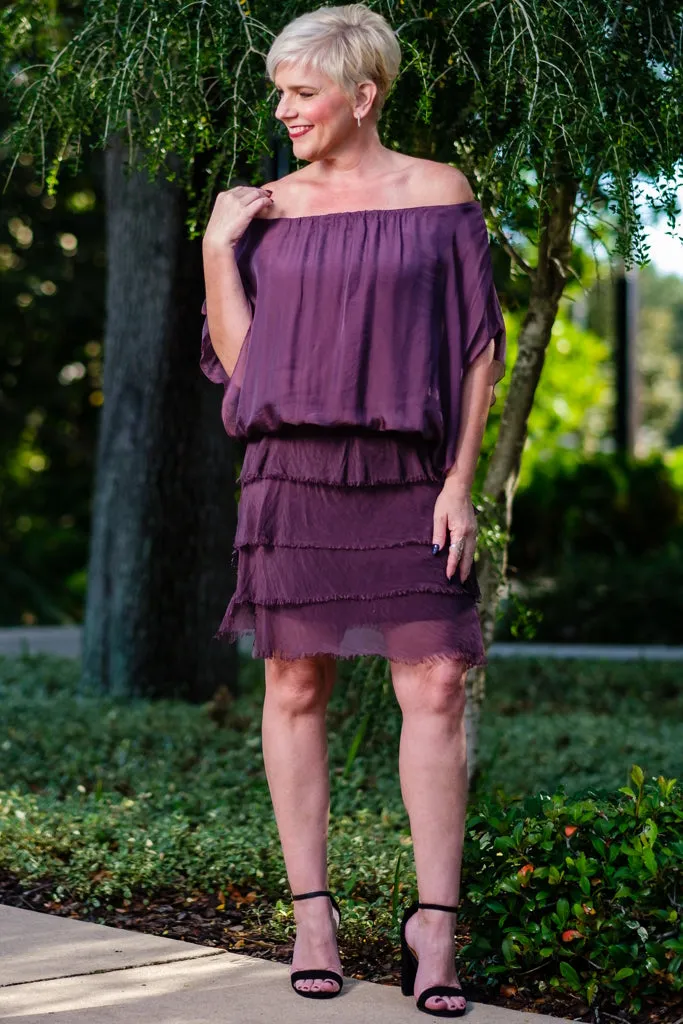 Aurora Flutter Fly Sleeve Silk Top w/ Band Bottom (BSS202)
