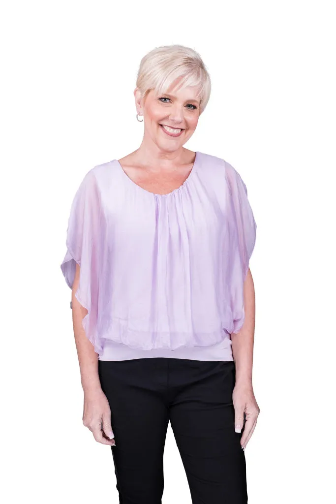 Aurora Flutter Fly Sleeve Silk Top w/ Band Bottom (BSS202)