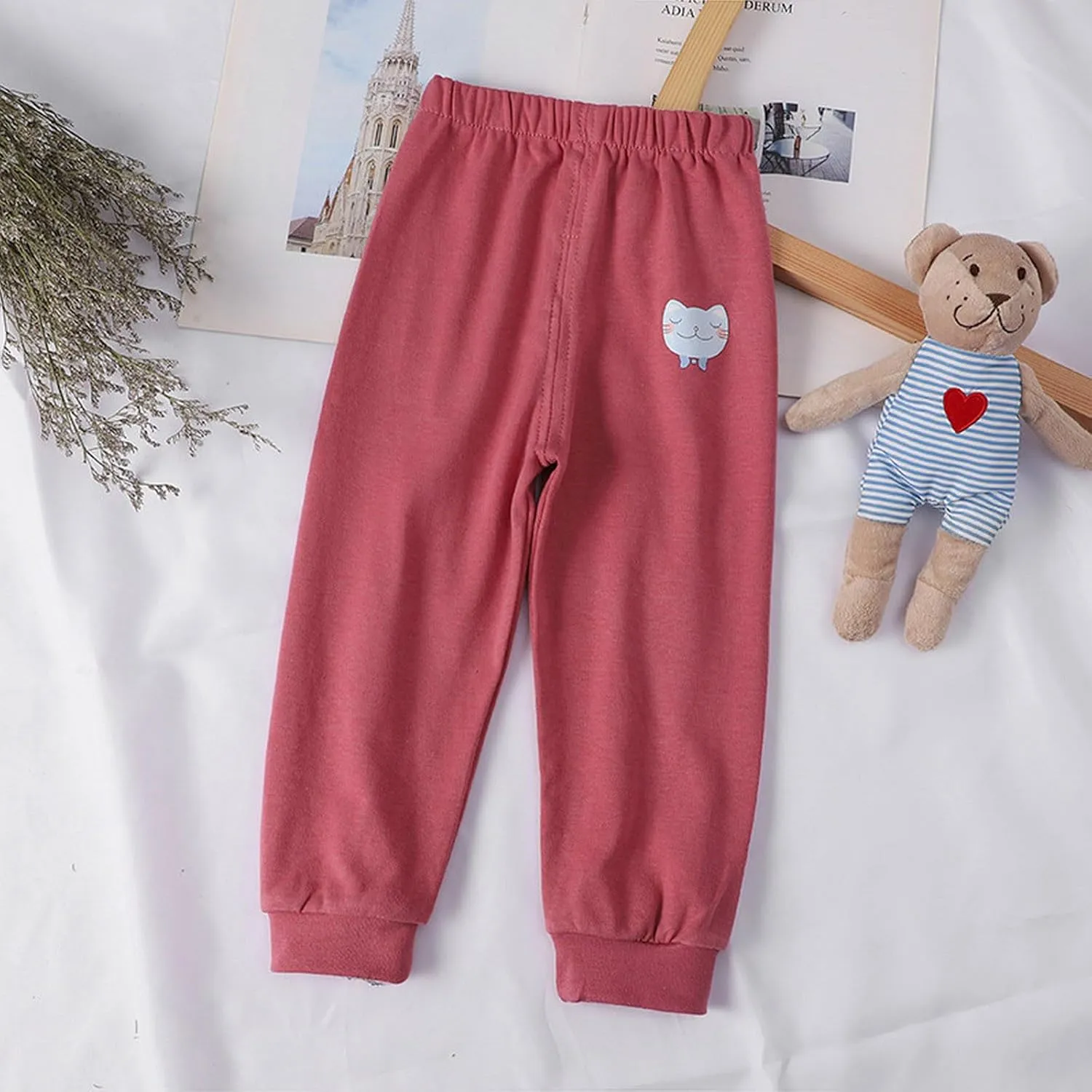 Baby Boy's Pull on Jogger Toddler Sweatpants Cotton Kids Cute artoon Elastic Waist Sports Pants Unisex Kids