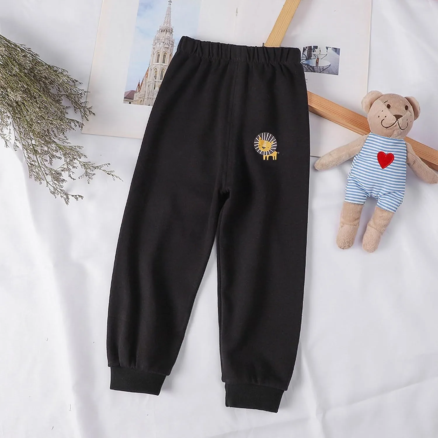 Baby Boy's Pull on Jogger Toddler Sweatpants Cotton Kids Cute artoon Elastic Waist Sports Pants Unisex Kids