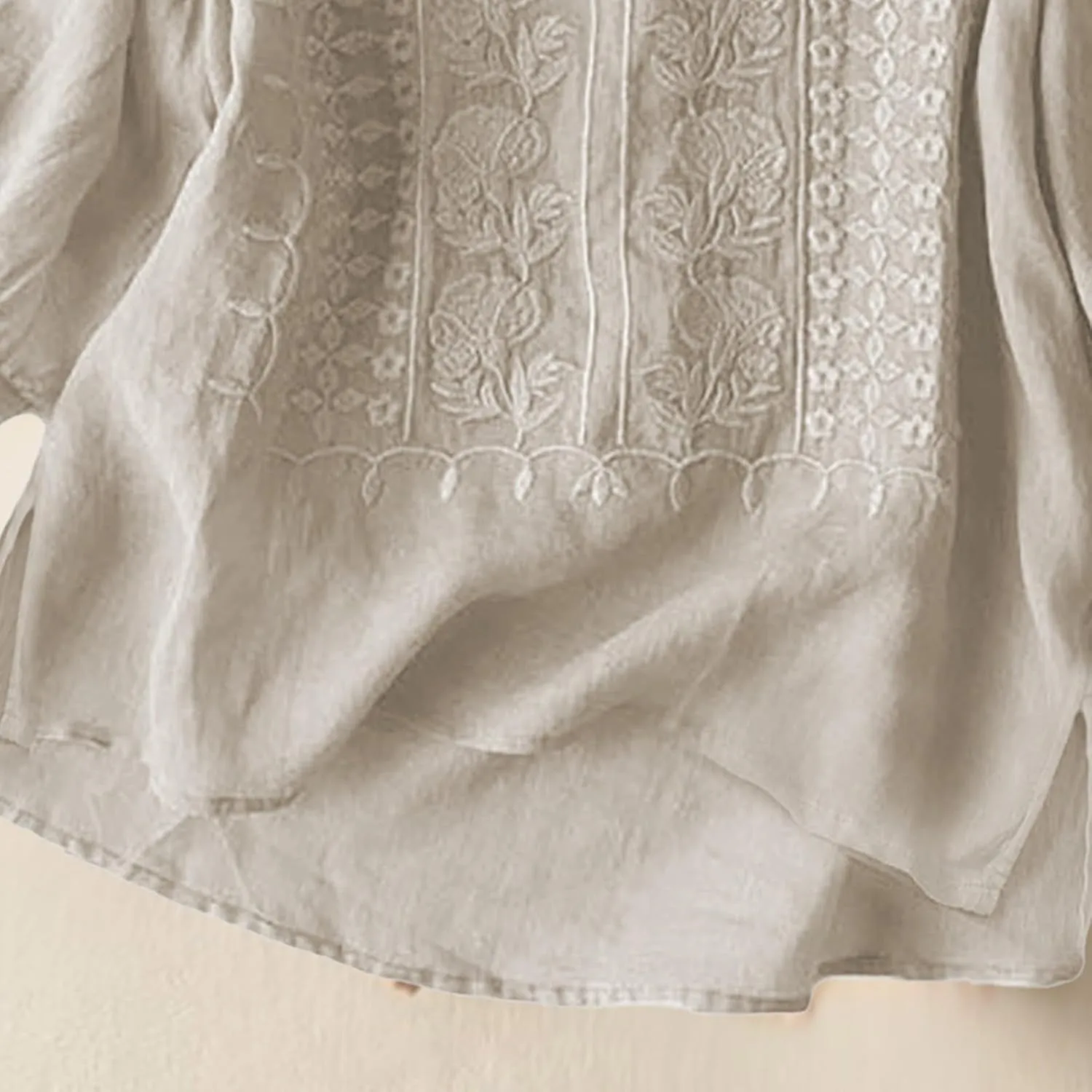 Cotton Gauze Tops for Women Retro Floral Embroidered Top Loose Fit Boho Dressy Casual Blouses Trendy Summer Outfits