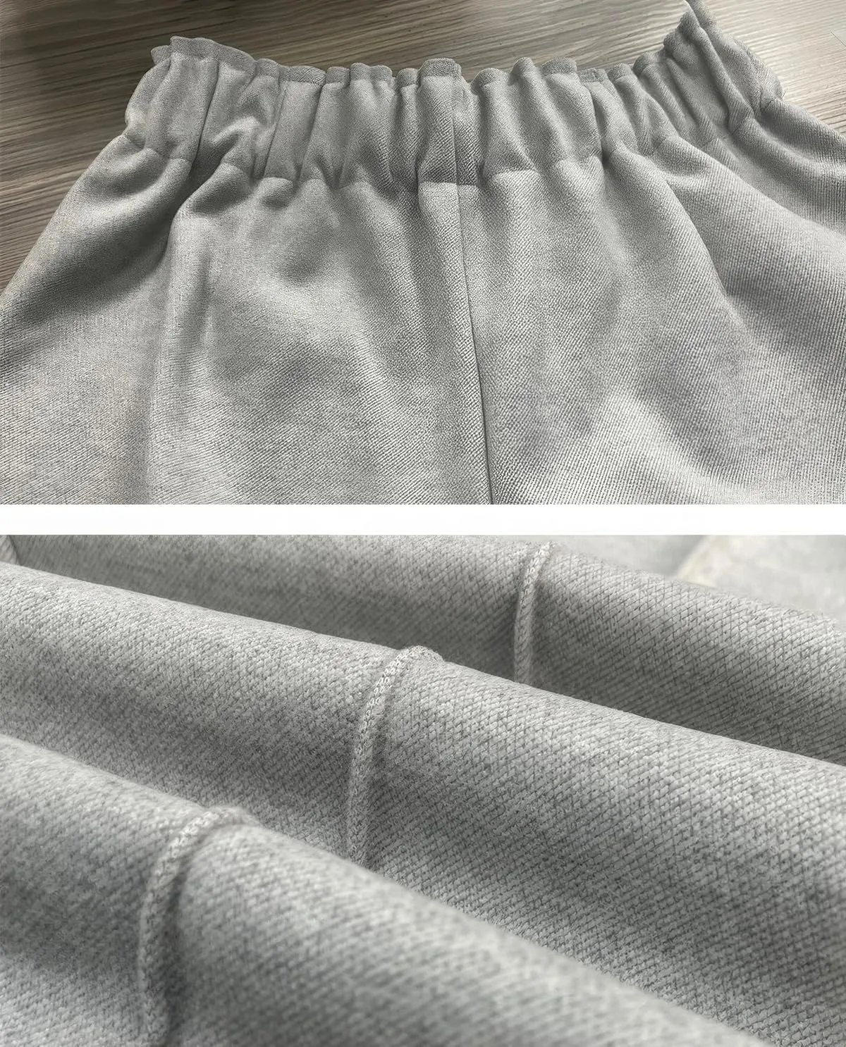 ebossy Women's Elastic Waist Wide Leg Wool Blend Capri Pants Casual Dressy Winter Warm Palazzo Trousers with Pockets