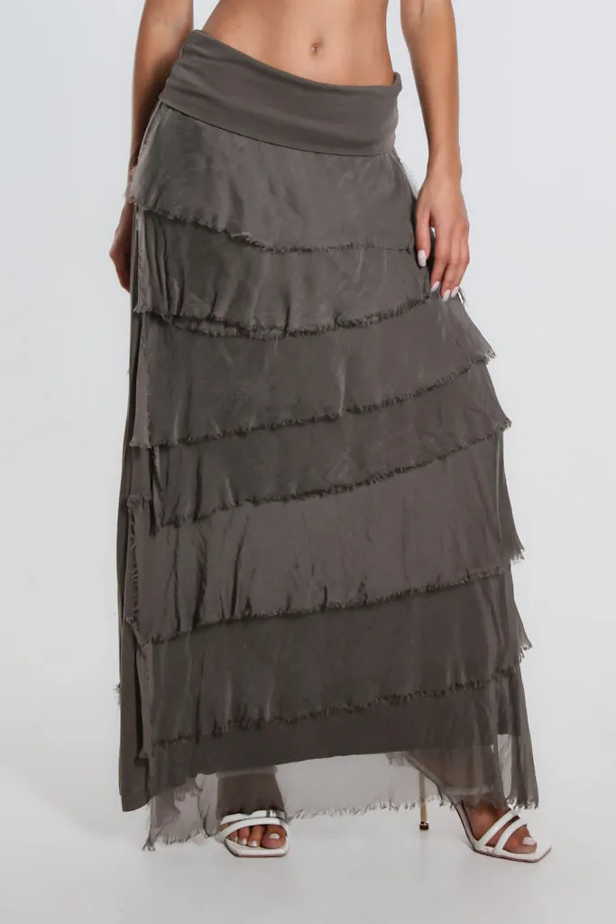 Elisa Silk Ruffle Skirt (SL201)