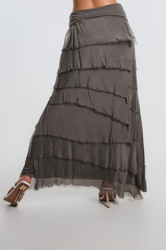 Elisa Silk Ruffle Skirt (SL201)