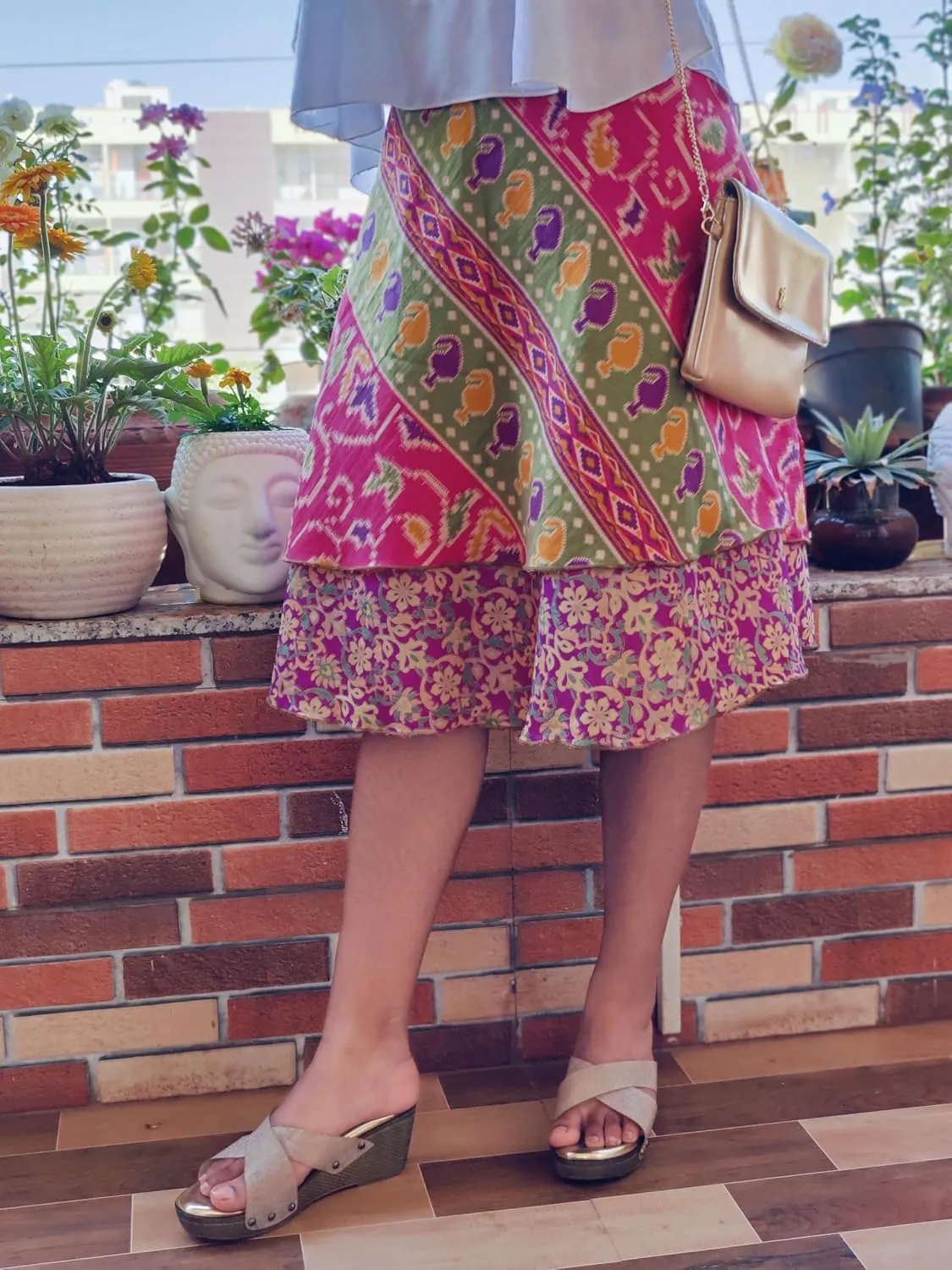 Lot of 3/5 Women's Indian Silk Wrap Around Skirts Wear Boho Hippie Magic Flowers Summer Skirt Saree
