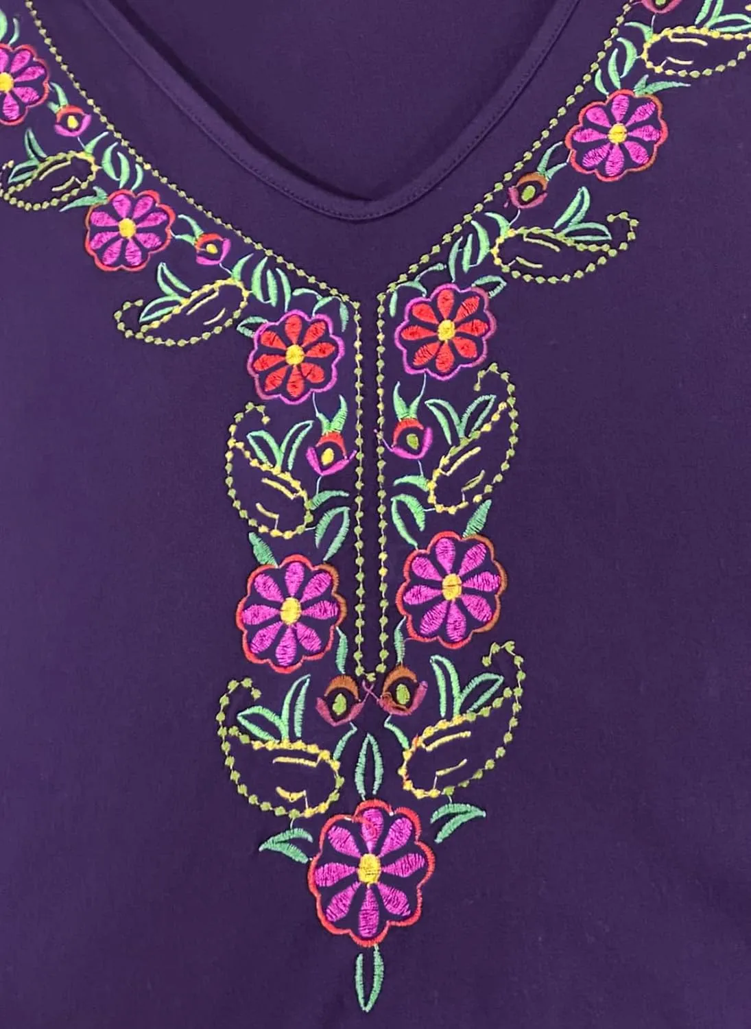 Melliflo Short Sleeve Mexican Tee Shirts for Women Floral Embroidered Loose Tops Ethnic Style Boho T-Shirts
