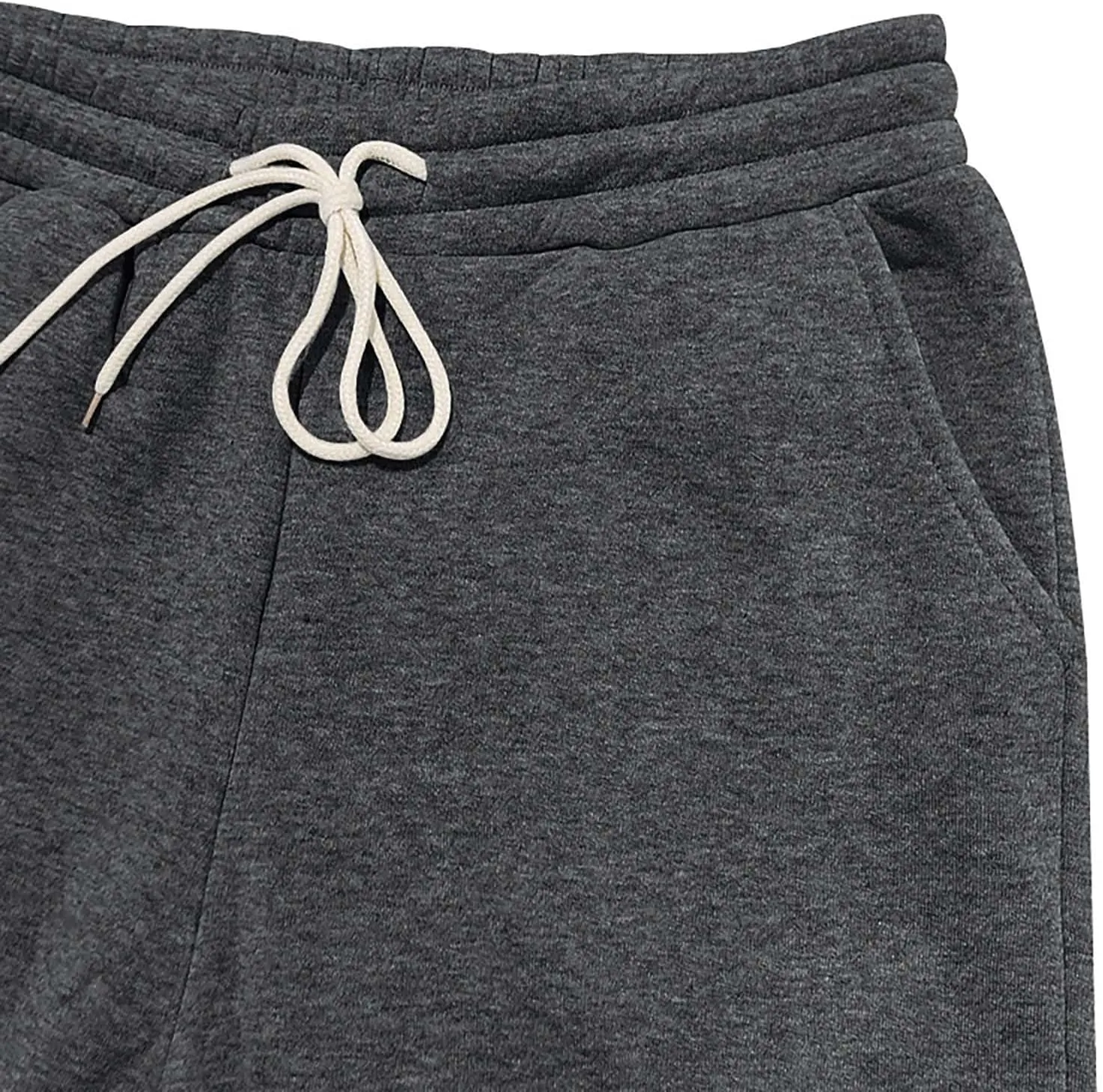 Mens Cargo Sweatpants Cotton Fleece Lined Joggers Pants Baggy Drawstring Elastic Waist Multi Pockets Workout Pants