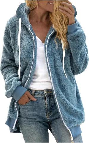Sherpa Hoodies for Women 2024 Fashion Winter Jackets Shaggy Fuzzy Fleece Jackets Warm Soft Teddy Coats Outerwear
