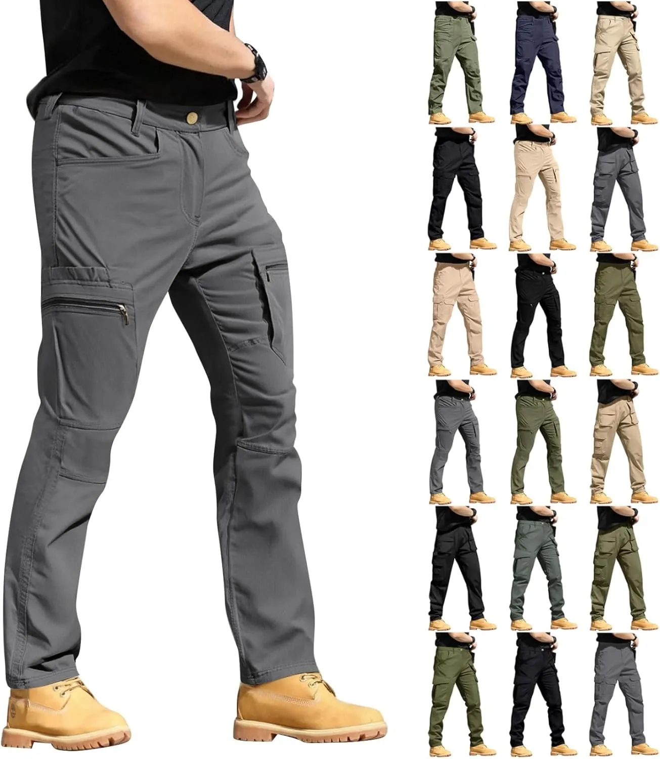 Tactical Work Cargo Pants for Men Ripstop Waterproof Stretch Quick Dry Pants Relaxed Fit Utility Outdoor Apparel