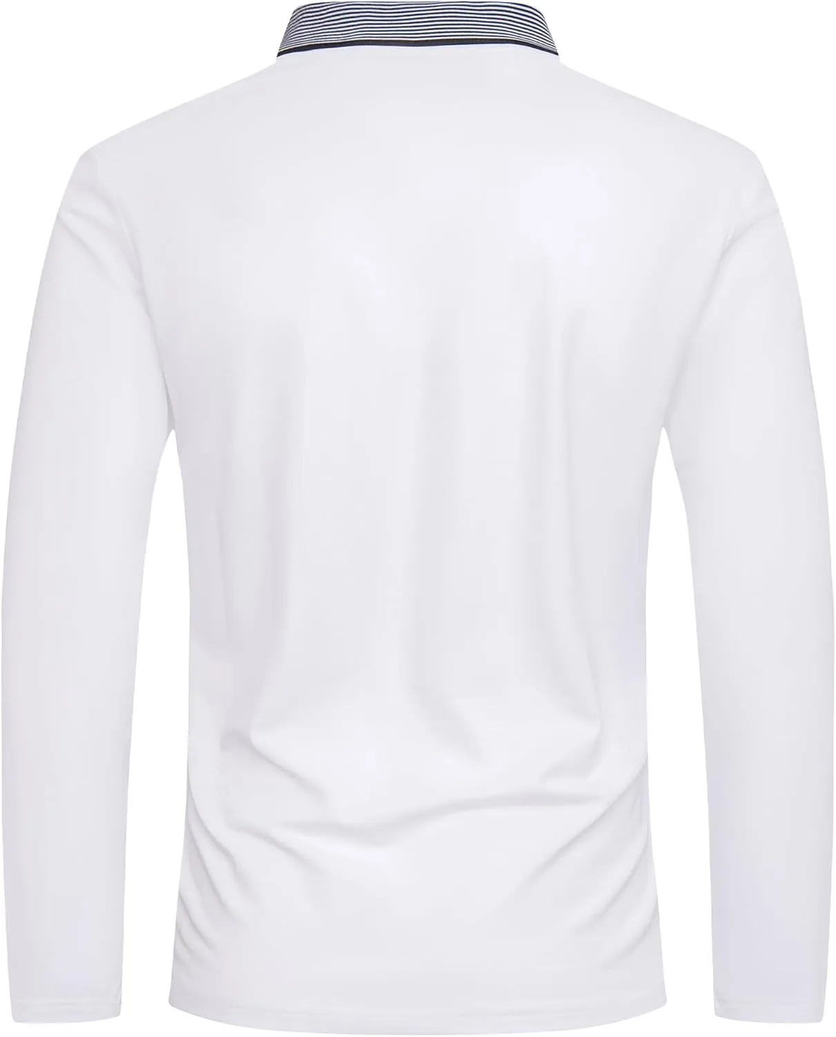 V VALANCH Zipper Polo Shirts Men Long Sleeve Golf Shirt Collared Tennis Shirt