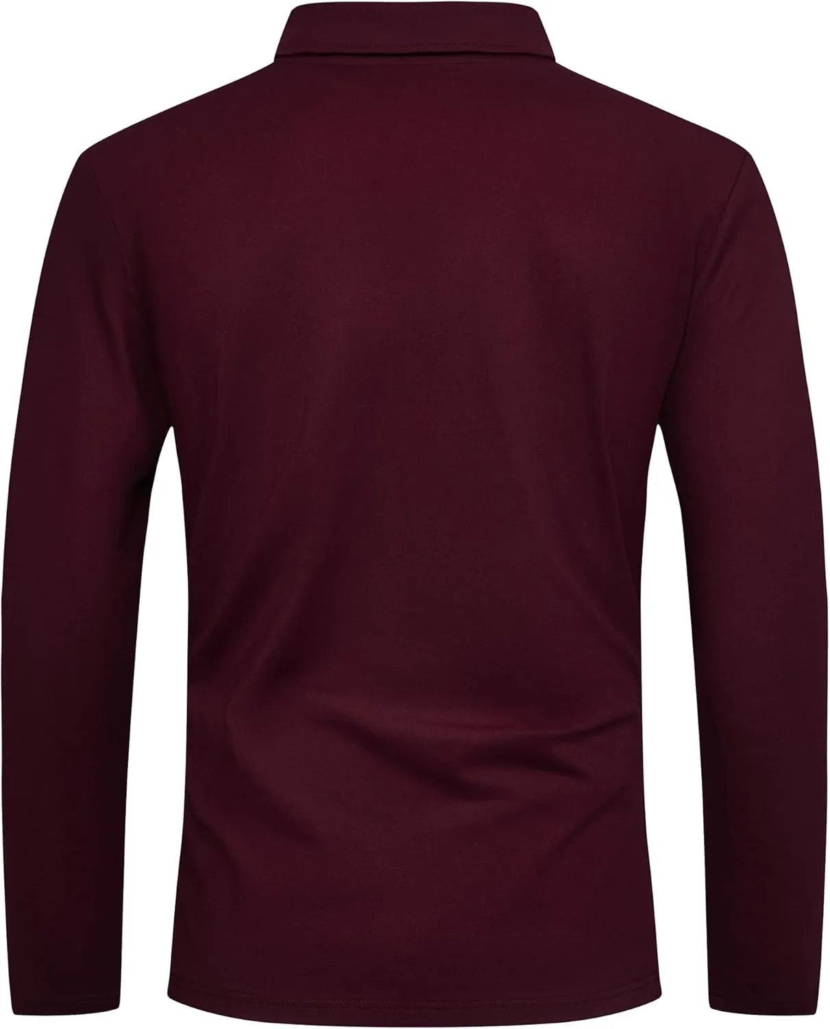 V VALANCH Zipper Polo Shirts Men Long Sleeve Golf Shirt Collared Tennis Shirt
