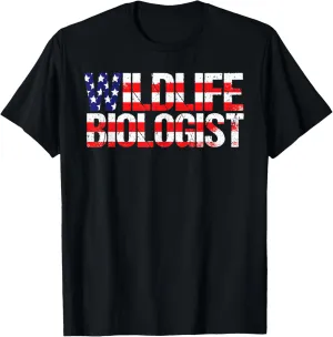 Wildlife Biologist USA Flag Patriotic Wildlife Conservation T-Shirt