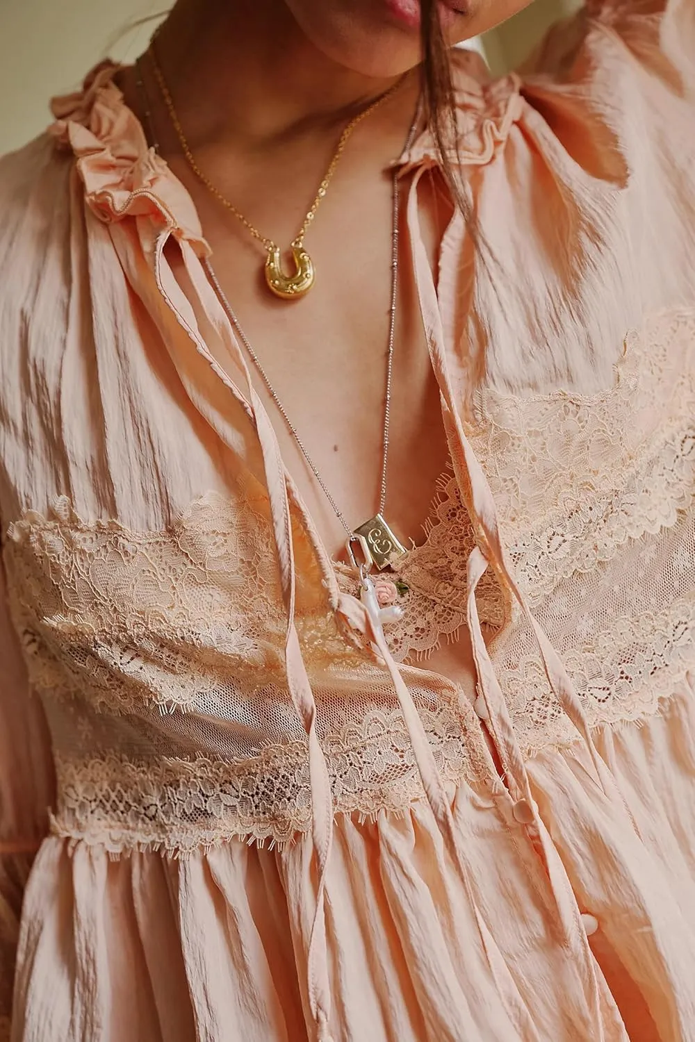 Women Flowy Tie Front Tops Boho Beach Sheer Lace Ruffle Shirts Fashion Short Sleeve Embroidered Eyelet Blouses 2025