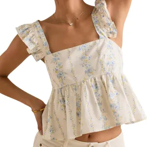 Women Y2k Going Out Tank Tops Gingham Square Neck Peplum Cami Tank Sleeveless Backless Shirt Bowtie Blouse Summer