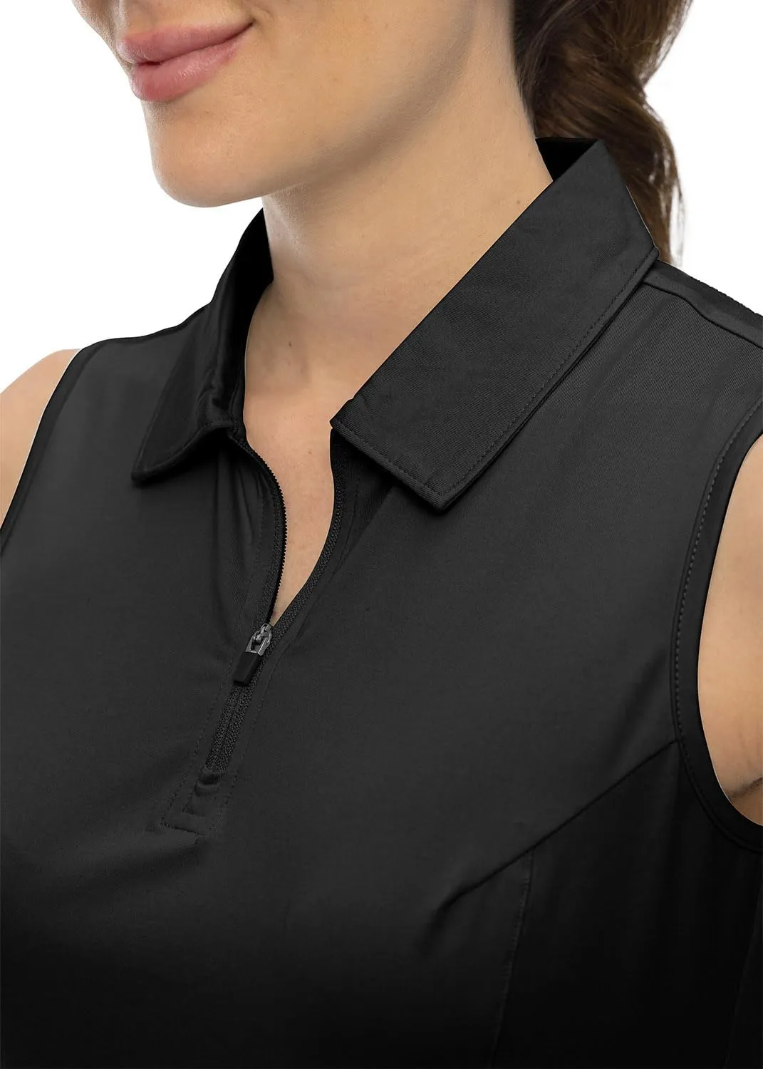 YSENTO Women's Sleeveless Golf Shirts Tops Clothes Collared 1/4 Zip Quick Dry Tennis Polo Shirts Apparel