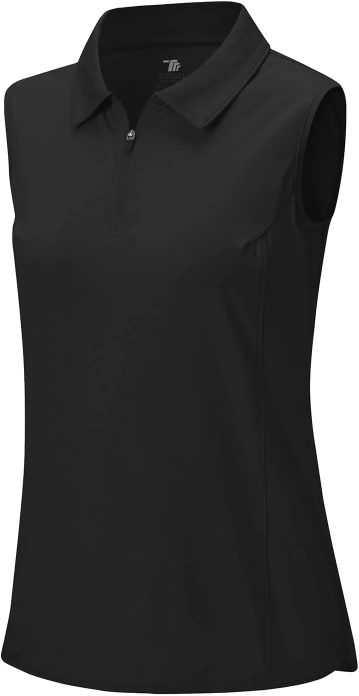 YSENTO Women's Sleeveless Golf Shirts Tops Clothes Collared 1/4 Zip Quick Dry Tennis Polo Shirts Apparel
