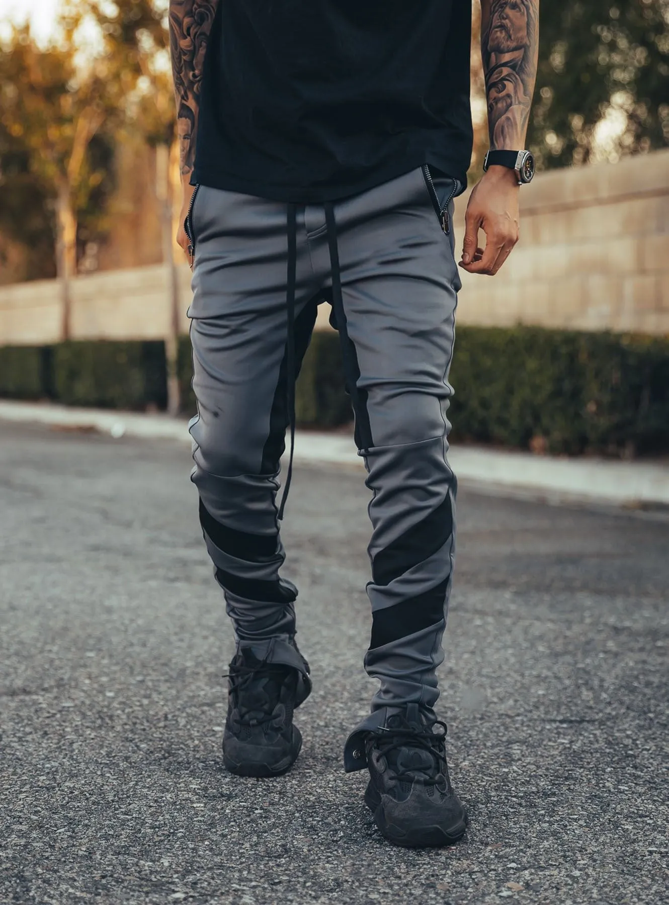 Zipper Pocket Stretch Sports Men's Pants Fitness Trousers